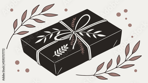 Elegant gift box with ribbon and floral accents for christmas birthday or special occasion presents wrapping idea