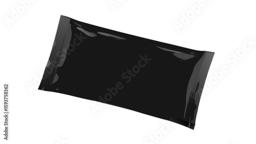 Black glossy packaging mockup for food product presentation and branding design showcase template bag package