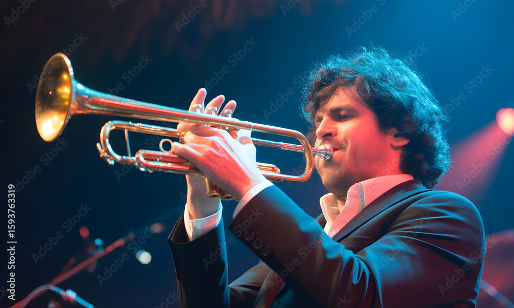 Obraz premium Person playing trumpet with face obscured