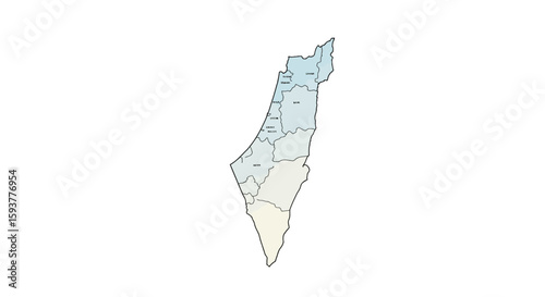 Clean Line Art Map of Palestine