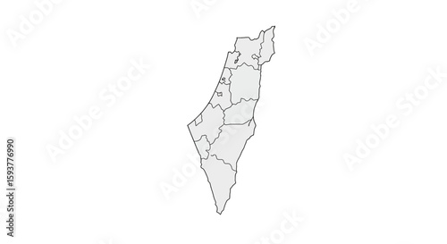 Clean Line Art Map of Palestine