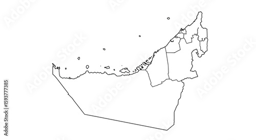 Minimalist UAE Outline Map with Emirate Borders