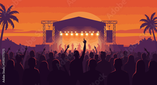 Vibrant Outdoor Music Festival Silhouette