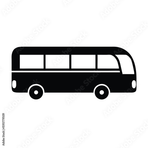 Modern coach bus silhouette in black vector design