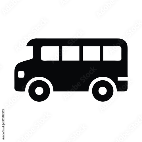  Flat bus icon silhouette for vehicle illustrations