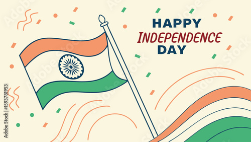 Waving flag illustration for festive national holiday celebration event