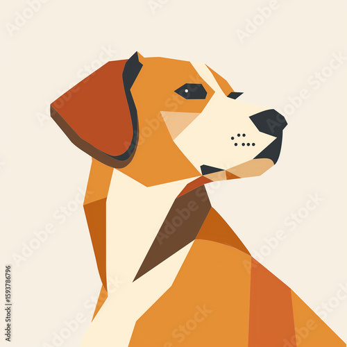 Minimal flat vector illustration of a dog , geometric shapes
