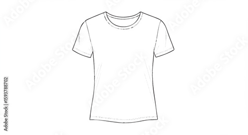 Front view of a women's t-shirt mockup in clean, minimal line art style.