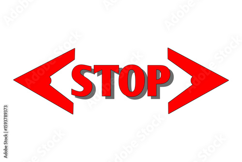Red STOP Symbol with Brackets, Warning Sign