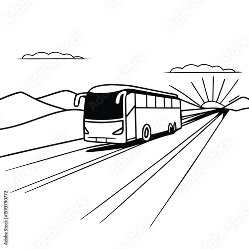 Vector art of bus on the highway
