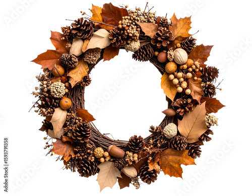 Botanical Wreath Made of Dried Leaves and Twigs