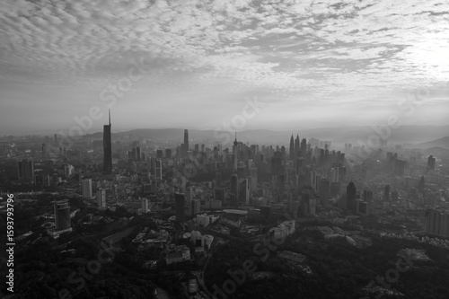 Photography first light of dawn breaks over Kuala Lumpur