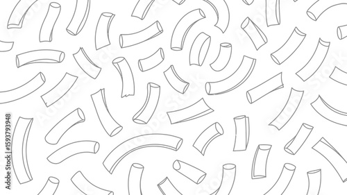 Seamless pattern of curved shapes on a white background in black line