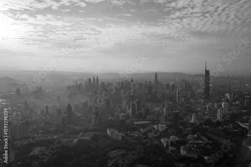 Photography first light of dawn breaks over Kuala Lumpur