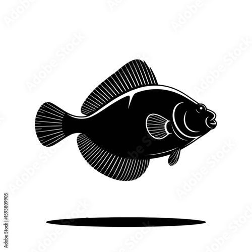 Flatfish swimming with fins marine life aquatic