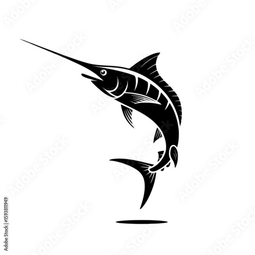 Leaping Marlin Silhouette fish jumping