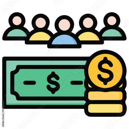 Fundraising Icon Set - Crowdsourcing & Investment Collection - White BG EPS 10 Vector