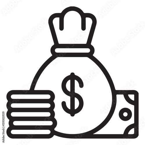 Savings Jar Icon - Dollar Bills in Glass Container - White BG EPS 10 Vector