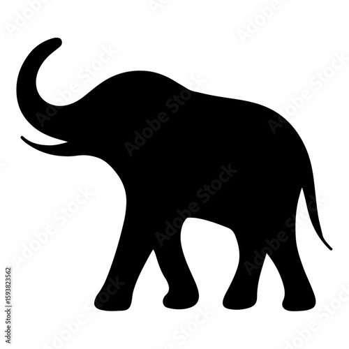 Elephant vector silhouette illustration: isolated black mammal with a large trunk, ideal for wildlife and nature designs