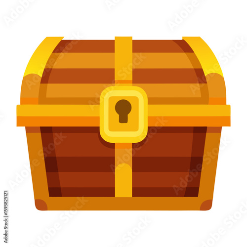 Closed treasure chest. game wooden trunk or chest with pirate treasure vector icon on white background.