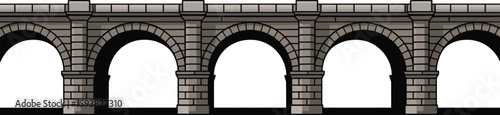 Illustration of a stone bridge with arches against a white background