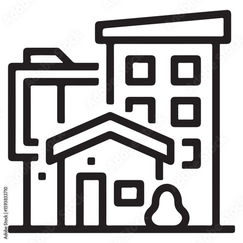 Office Buildings Icon Set - Corporate Towers & Business Districts - EPS 10 Vector