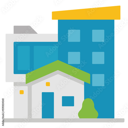 Residential Buildings Icon - Apartments & Housing Complexes - Flat Vector EPS 10