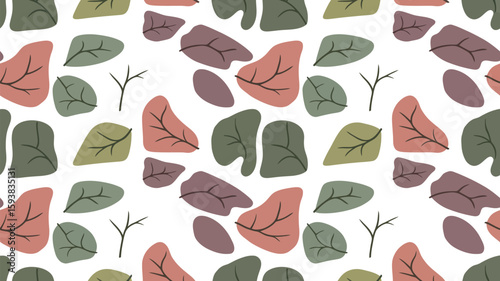 Repeating pattern of green leaves on a light green background design