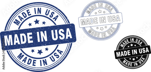 Made in usa vector stamp seal grunge effect patriotic american flag product label design element