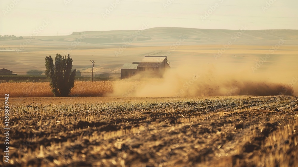 Fototapeta premium Farmland Drought: Impacts, Challenges, and Resilience in Parched Agricultural Lands. From cracked soil and withered crops to dwindling water sources, drought devastates farmland