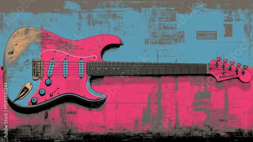 Vibrant Electric Guitar on a Textured Surface