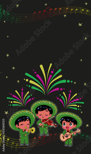Mexican Fiesta Banner with Mariachis