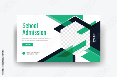 Educational YouTube Thumbnail New Session Admission, banner template 