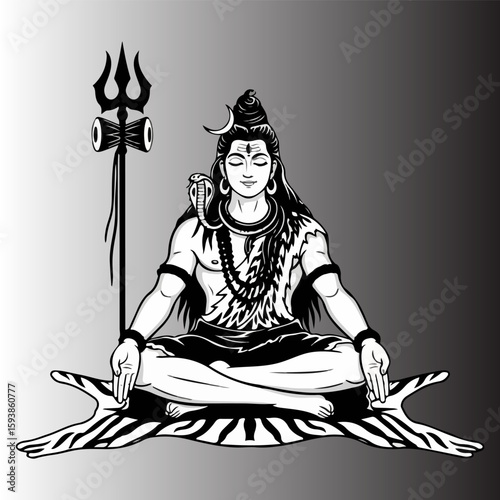 silhouette of god shiva vector