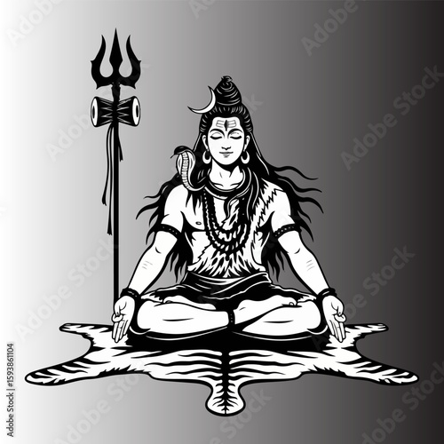 silhouette of god shiva vector