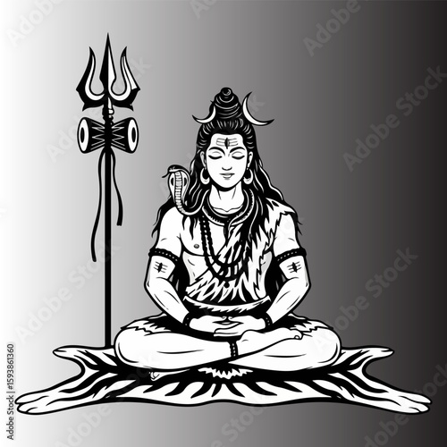 silhouette of god shiva vector