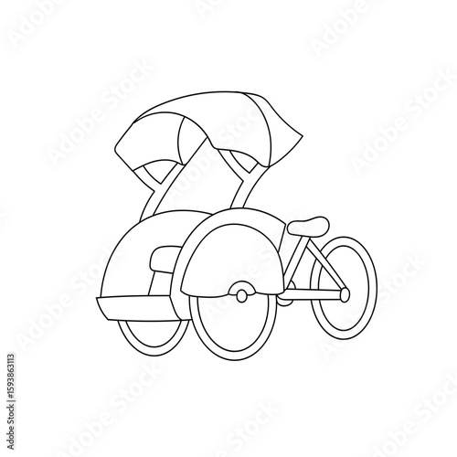 Rickshaw Line Art Illustration