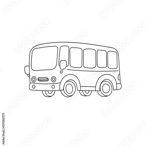 Cartoon Bus Line Art Illustration