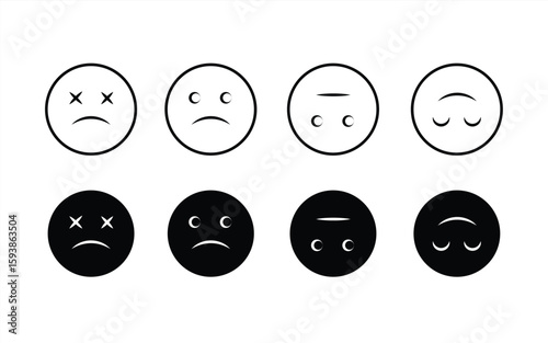 Rating and feedback emoticon icons with happy, neutral, and sad emojis | for customer reviews, surveys, and measuring user satisfaction. vector illustration