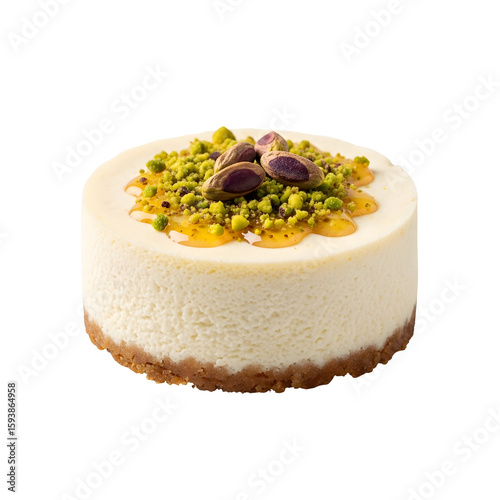 Pistachio-Topped Mini Cheesecake Dessert.