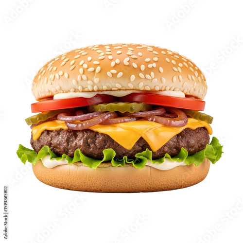 Delicious Cheese Burger with Toppings.