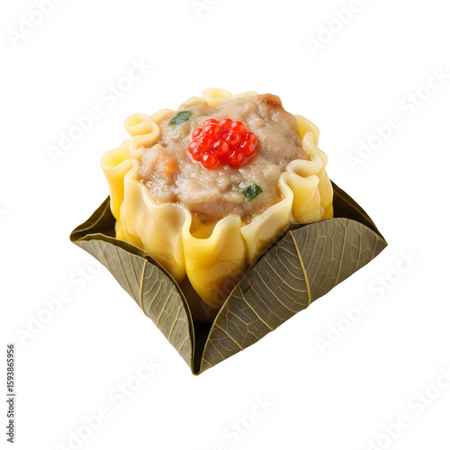 Steamed Har Gow Dumpling in a Leaf Cup.