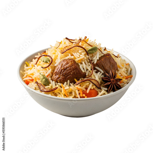 Aromatic Lamb Biryani in a Bowl.