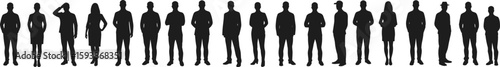 Wallpaper Mural Silhouette illustration of diverse standing people group, male and female figures, business casual posture set, black vector crowd outline Torontodigital.ca