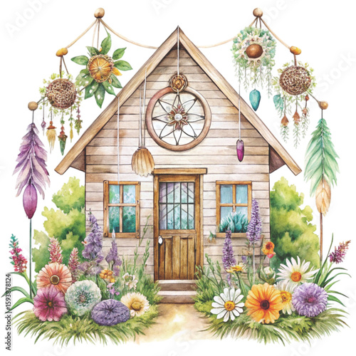 Boho Style for a cute home in watercolor style Clipart Watercolor
