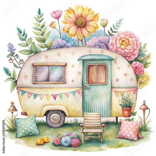 Boho Style for a cute home in watercolor style Clipart Watercolor