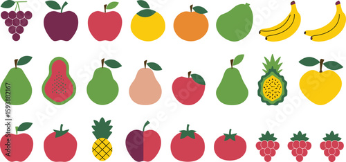 Colorful assortment of fruits and vegetables apple banana
