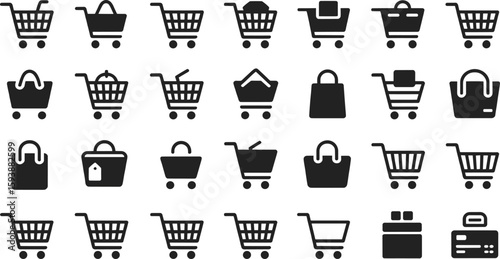 Shopping cart icons trolley commerce