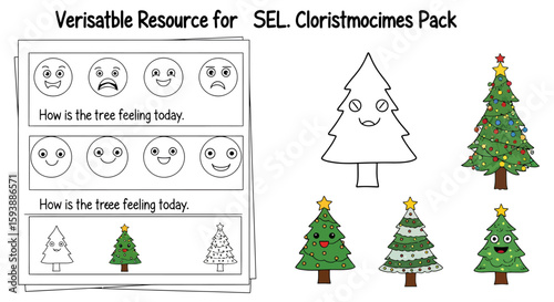 Fun Christmas tree feelings activity promotes social emotional learning and emotional expression using holiday trees for kids and educators.