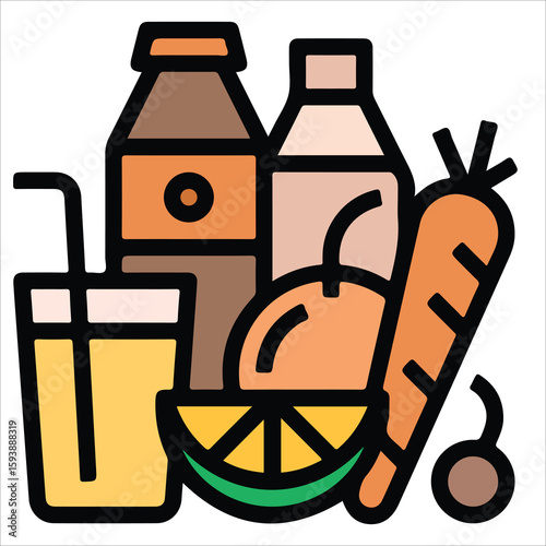 Kombucha Probiotic Drink Icon - Gut Health Booster - EPS 10 Vector